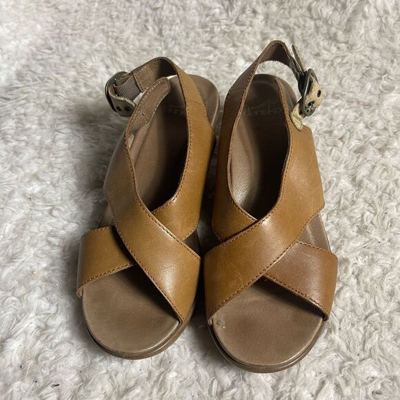 Dansko leather Brown wedge straps sandals EUR SZ37 - Picture 4 of 10